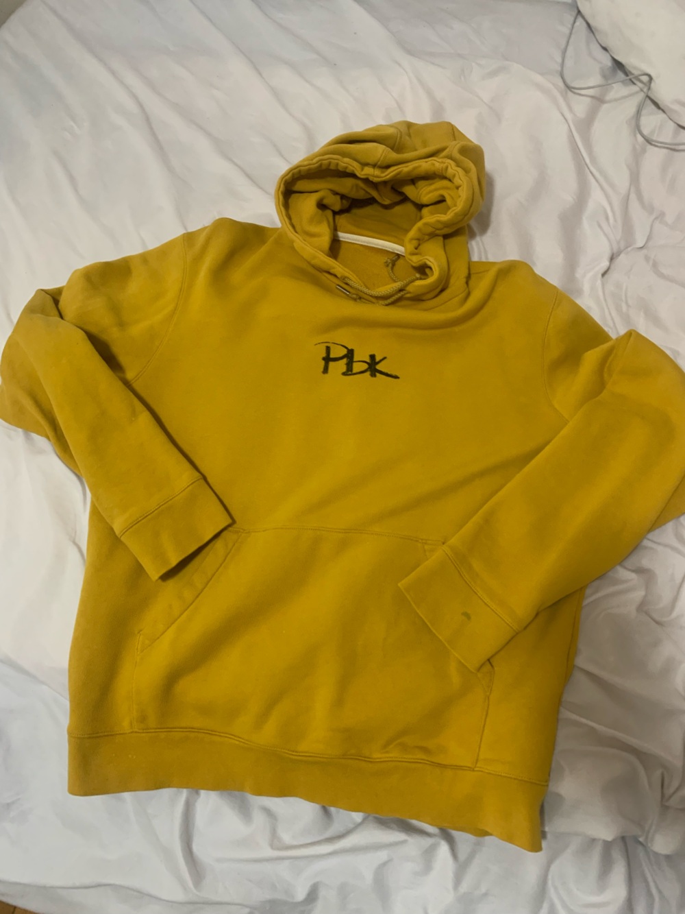 Mustard Yellow Hoodie with Black Script Logo